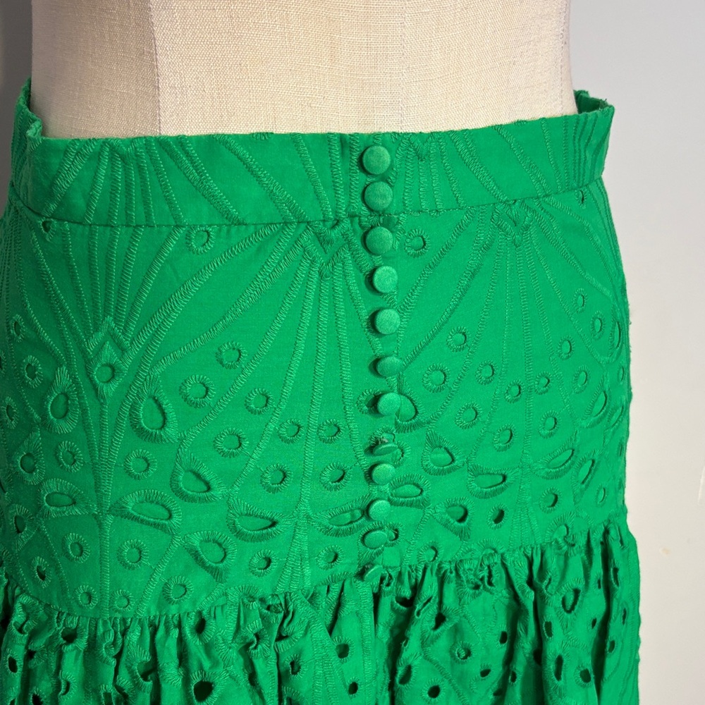 Zara Emerald Eyelet Mini Skirt NWT size Medium - Picture 3 of 9